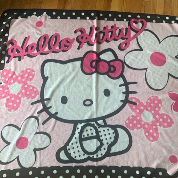 Vintage Hello Kitty Black Pink Throw Blanket - Picture 1 of 5